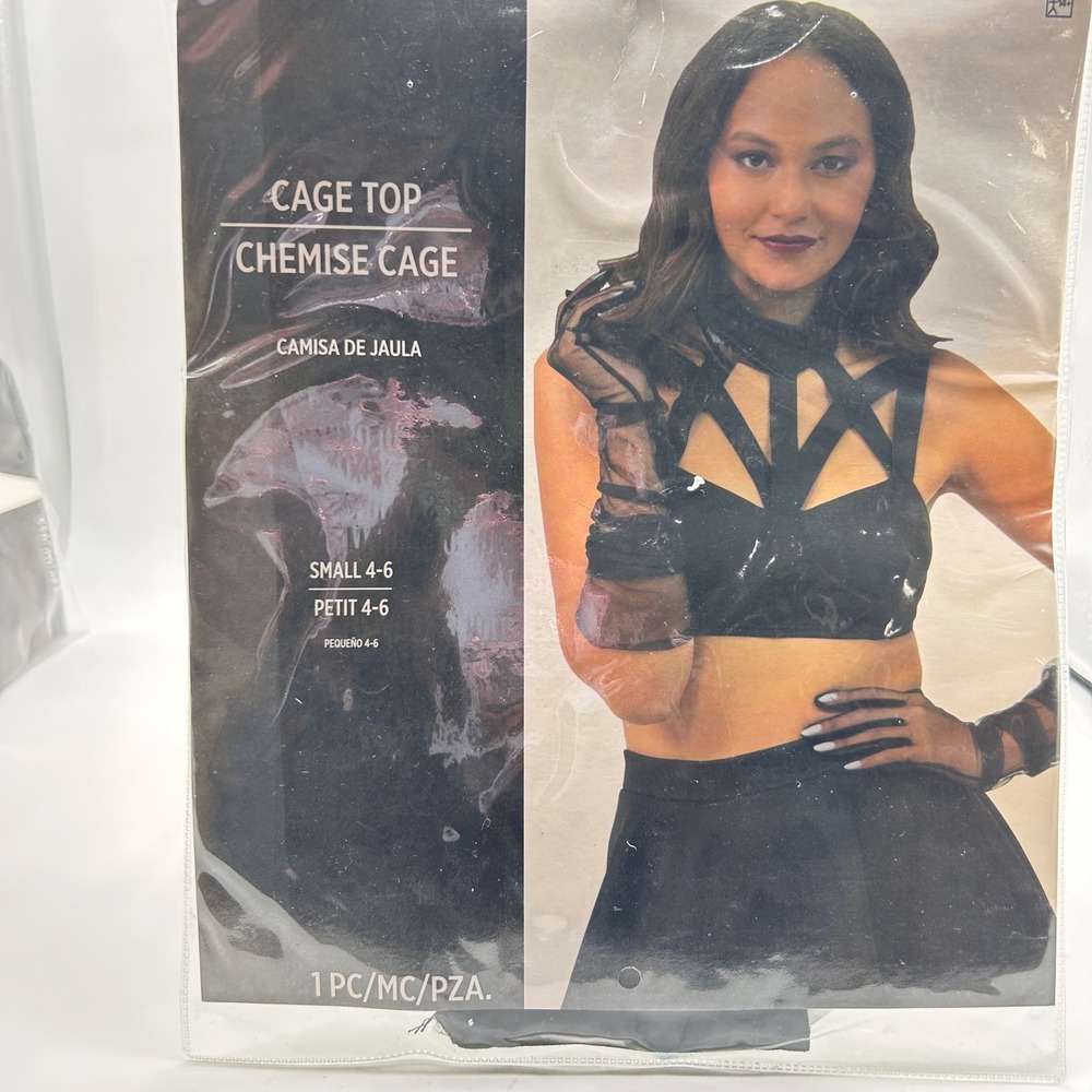 NEW Modern Hero Cage Top Costume Black Size S 4-6 Chemise Cage Halloween